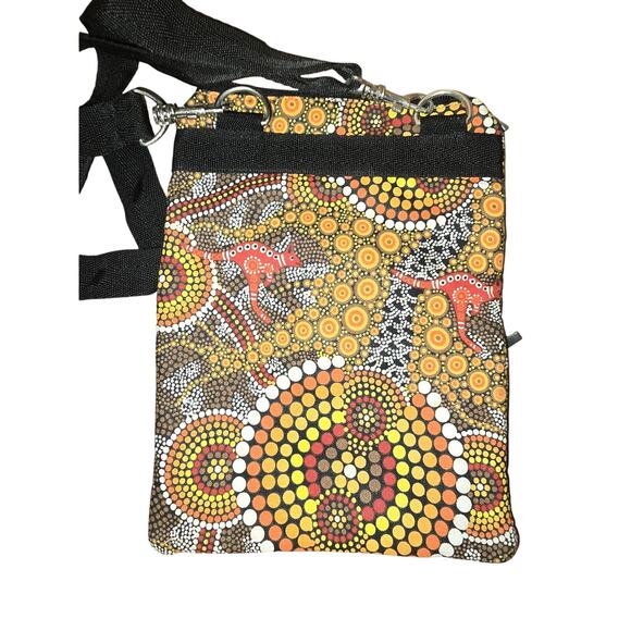 Bunabiri Australia Aboriginal Art 3 Zip Cross-Body Bag Colours of the Land - Picture 7 of 8